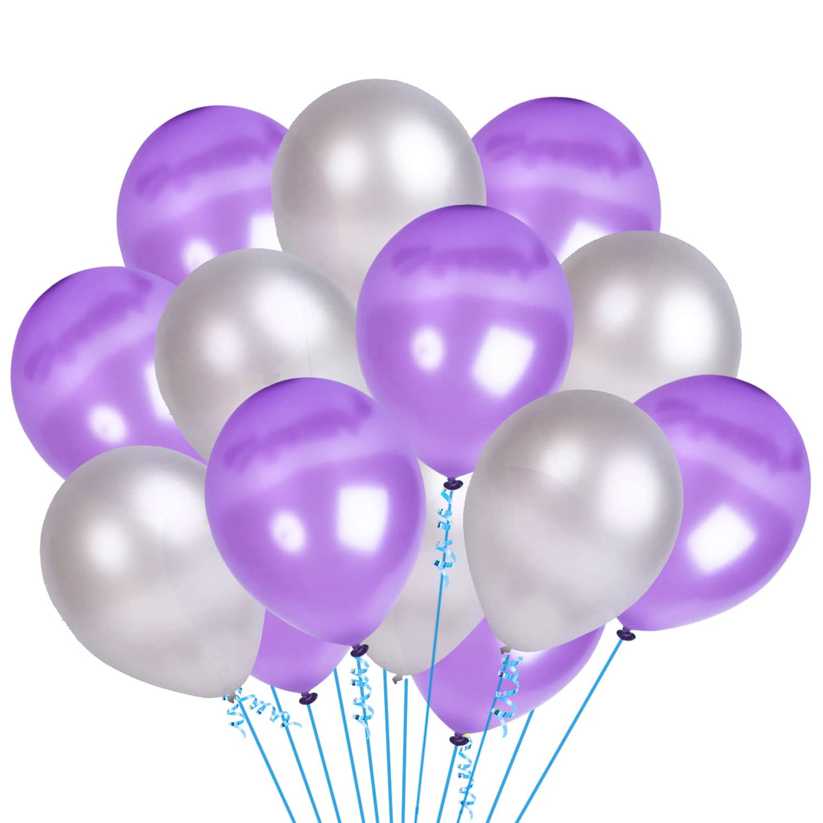 Party Propz purple silverk Balloons 100Pcs For Happy Birthday Balloon Decoration Boys, men, Husband/Balloon Garland Kit/Metalli