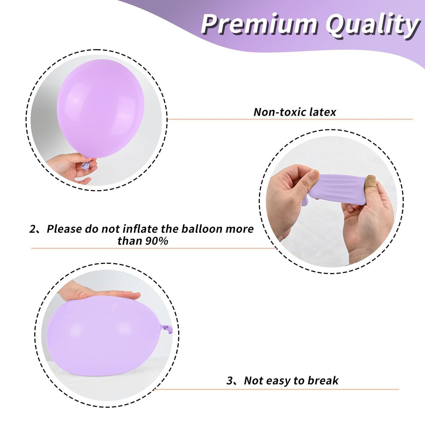 Purple Party Balloons Set, 12Inch Lavender Balloons Pastel Purple Lilac Balloons Purple Metallic Confetti Purple Balloons For Gi