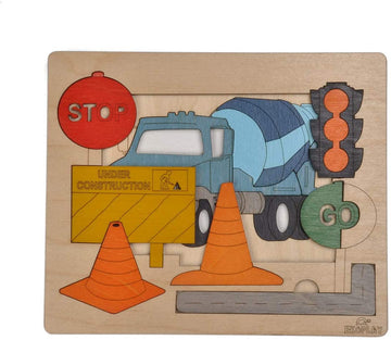 Road Construction Multilayered Wooden Puzzles For Kids, 20 Piece Jigsaw Puzzle For School Kids, Learning Educational Toys Gifts For Boys Girls. Construction Puzzles Sets, Road Construction.