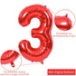 Toniful 40 Inch Red Large Numbers Balloons 0-9, Number 3 Digital 3 Helium Balloons, Foil Mylar Big Number Balloons For Birthday