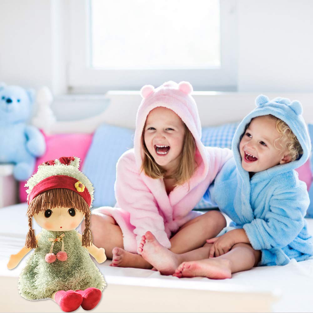 Plush Baby Doll Girl With Clothes, 17.7 Sweetheart Rag Doll Cozy Cuddle Soft Baby Doll For Kids Babies,Plush Stuffed Toy With Hat Skirt Plush Toy Baby Girls Sleeping Partner Doll Xmas Birthday Gift