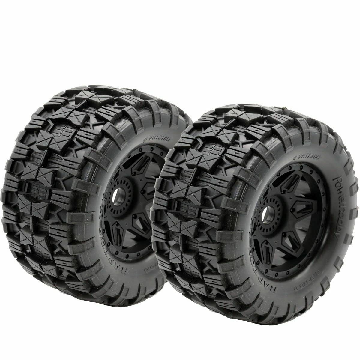 Powerhobby Raptor MX Belted All Terrain Mounted Tires/Wheels 17mm (4) Fits Traxxas Maxx E-Revo Arrma Kraton Outcast