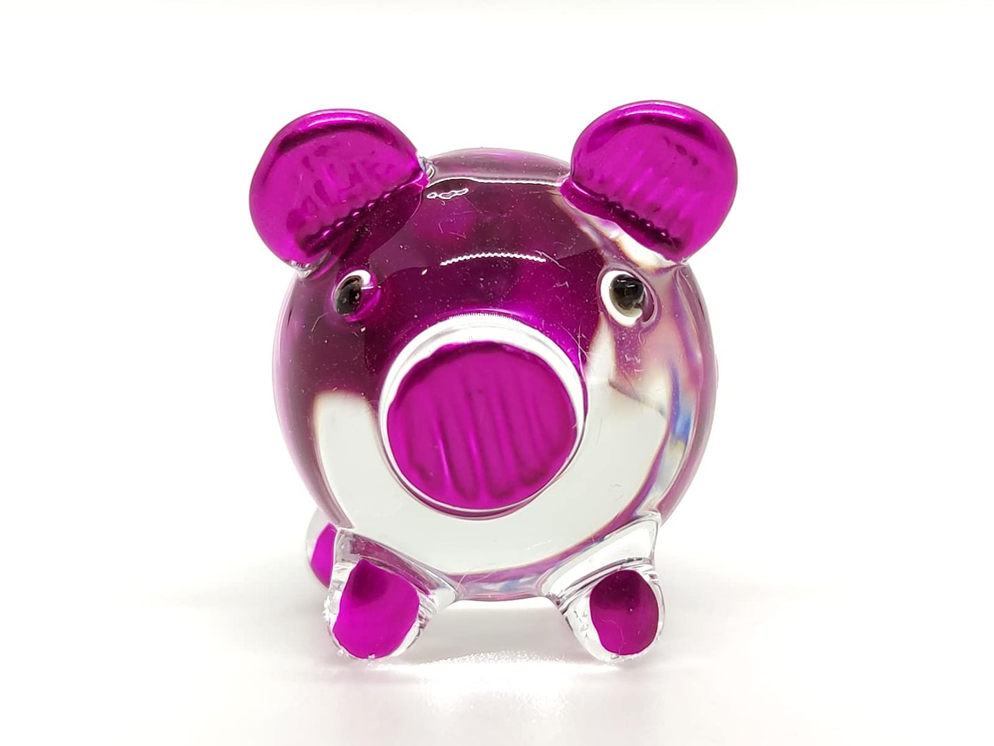 Sansukjai Pig Tiny Miniature Figurines Animals Hand Blown Glass Art Collectible Gift Decorate, V1 (Heart Violet)