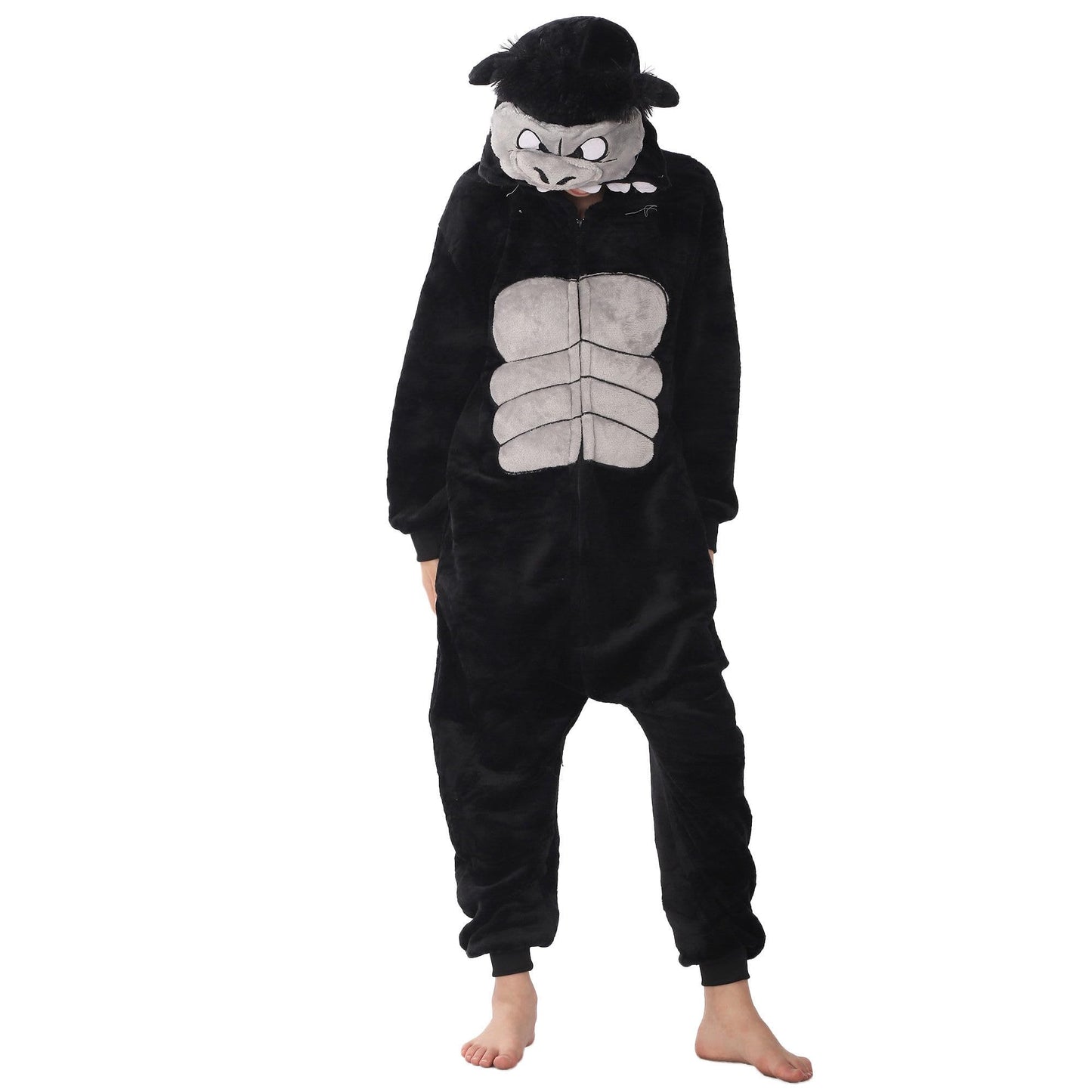 WAFUNNE Animal Onesie Costume for Kids Child Boys Girls Womens Mens Cosplay Halloween Costumes Easter Onesies Black Gorilla 130