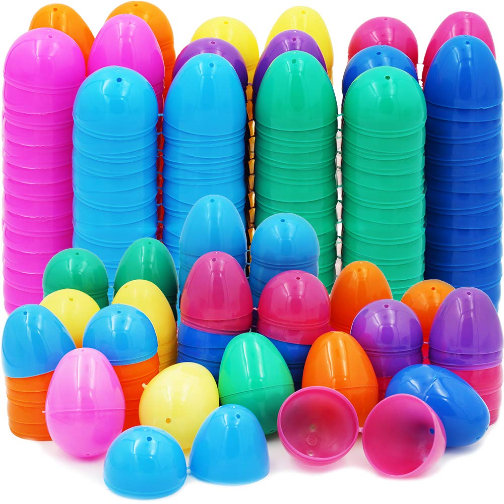 The Dreidel Company Fillable Easter Eggs with Hinge Bulk Colorful Bright Plastic Easter Eggs, Perfect for Easter Egg Hunt, Supri