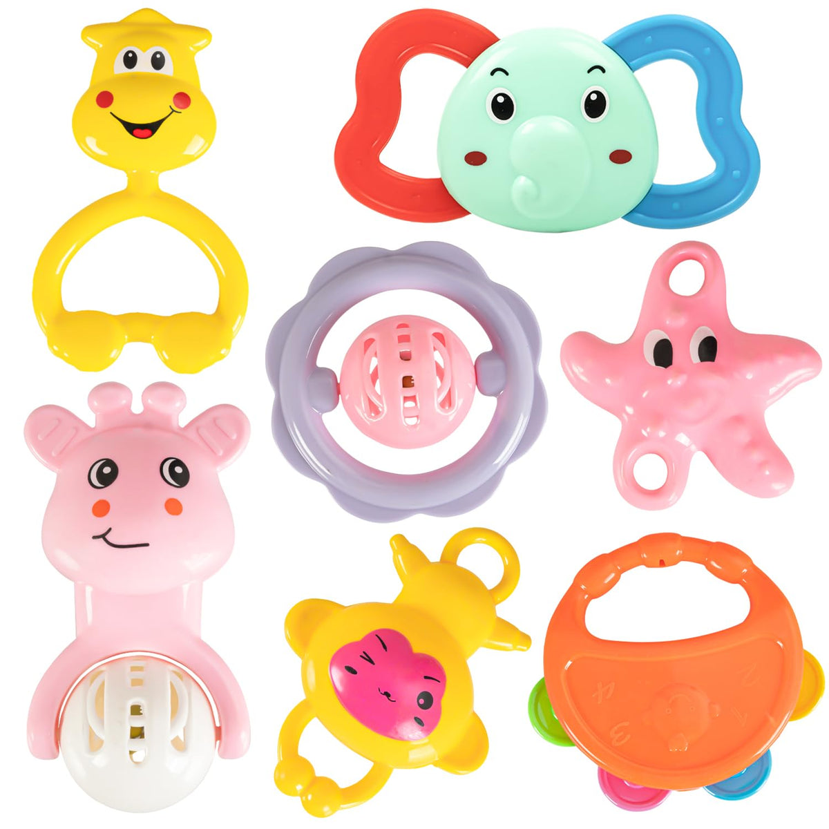 Baybee Baby Rattle Set For Babies | Bpa Free Food Grade Soft Silicone Teething Toys | Colorful Infant Rattles & Chew Toys For Ba