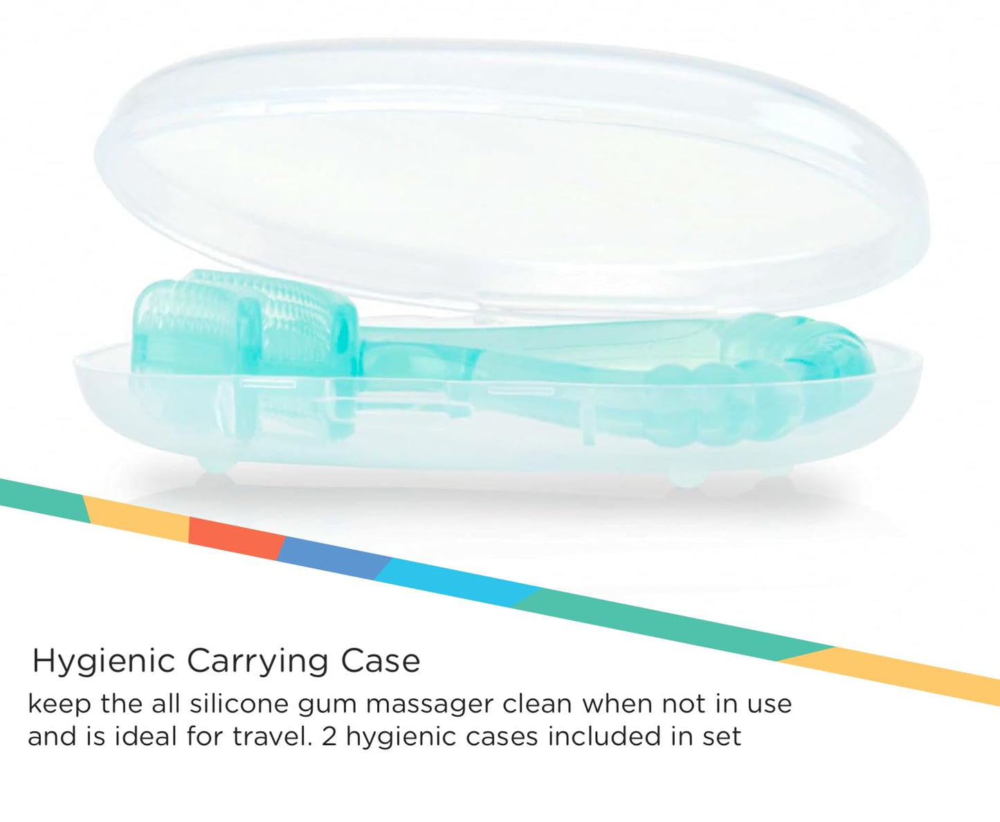 Nuby Soft Silicone Gum Massager With Hygienic Case, 2-Pack, 3 M+