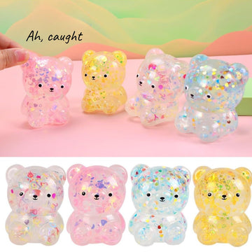 Dhjrefhhd 1Pccs Squeeze Toys Letter Sequins Candy-Bear Stress Relief Toy Hand Fidget Sensory Office Desk Squishy Toy (Light Pink