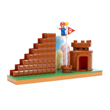 Super Mario Nintendo 2.5 Action Figures Course Complete Playset with Mario Figure, Interactive Stairs, Flagpole, Castle, and Bas