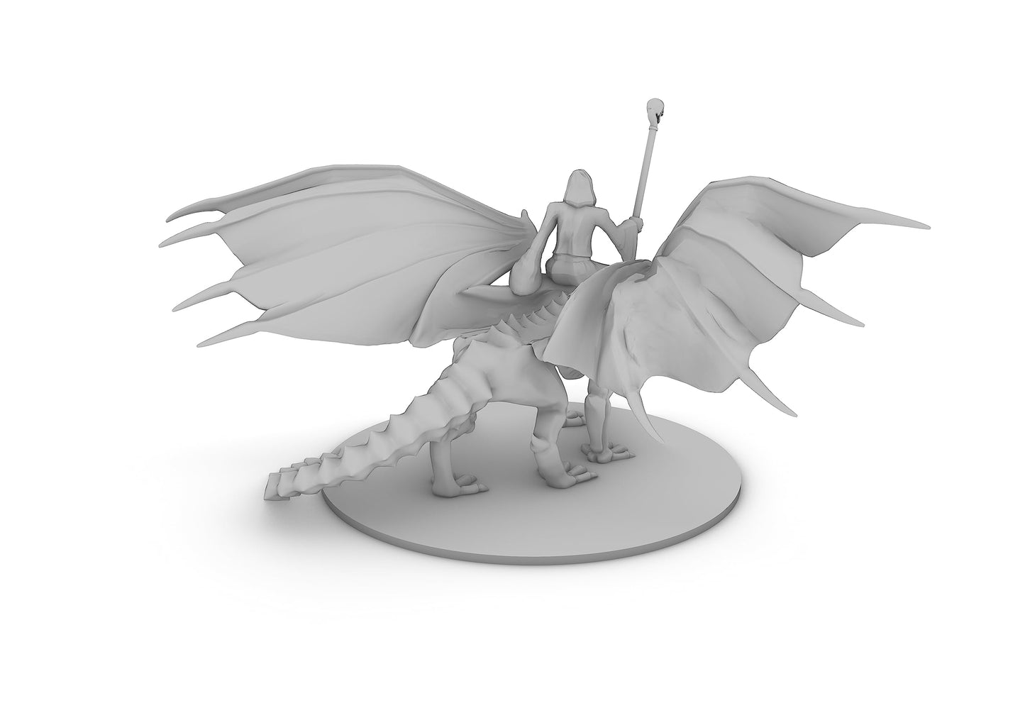 Necromancer Mounted on Undead Dragon Tabletop DND Gaming Miniature