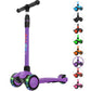 Allek Kick Scooter B03, Lean 'N Glide 3-Wheeled Push Scooter With Extra Wide Pu Light-Up Wheels, Any Height Adjustable Handlebar And Strong Thick Deck For Children From 3-12Yrs (Purple)