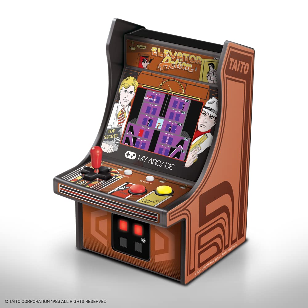 My Arcade Micro Player Mini Arcade Machine: Elevator Action Video Game, Fully Playable, 6.75 Inch Collectible, Color Display, Sp