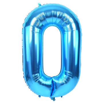 Toniful 40 Inch Blue Large Numbers Balloon 0-9 Birthday Party Decorations,Foil Mylar Big Number 0 Balloon Digital 0 For Birthday
