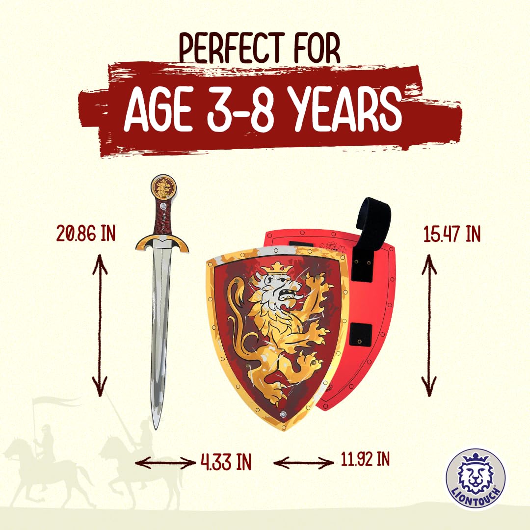 Liontouch - Noble Knight Toy decorative replica blade & Shield for Boys  Red - Age 3-8 Years | Medieval Set in Durable & Safe Foam |  & Battle Accessories for Pretend Play  Dress Up & Knight Costumes for Kids