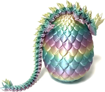 3D Printed Dragon Egg,Easter Egg,3D Printed Articulated Dragon With Dragon Inside,Crystal Dragon Fidget Toy Adults Fidget Toys Mystery Dragon Egg For Autism/Adhd (Rainbowcandy)