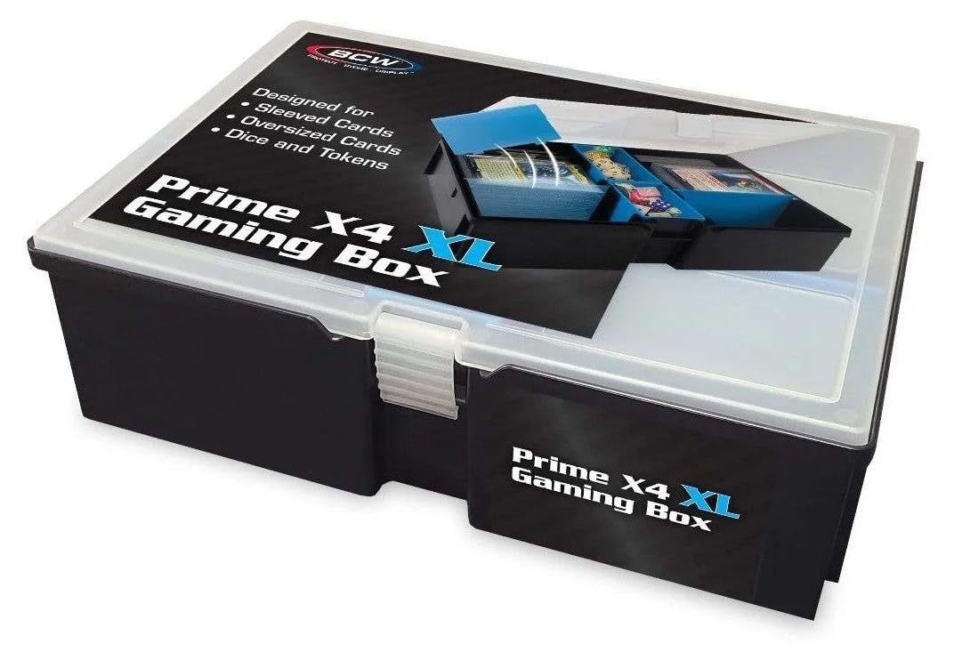 Bcw Prime X4 Xl Gaming Box | Playing Card Storage Box For Decks And Game Accessories, Includes Removable Dividers And Dice Trays