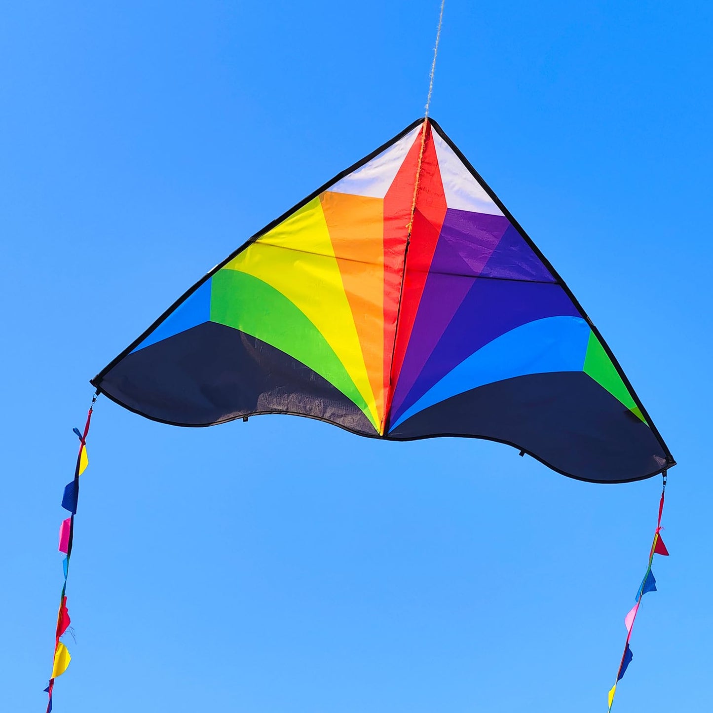 Kaiciuss Rainbow Kite For Kids & Adults Easy To Fly, Large Single Line Kite For The Beach, 55' X 28' Delta Kite Comes With 300 Ft String Kite Handle