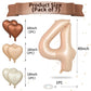 Biapian 40 Inch Light Brown Number 4 Balloons, Caramel Giant 4Th Birthday Balloons With Foil Cream Heart Balloon Helium For 4Th