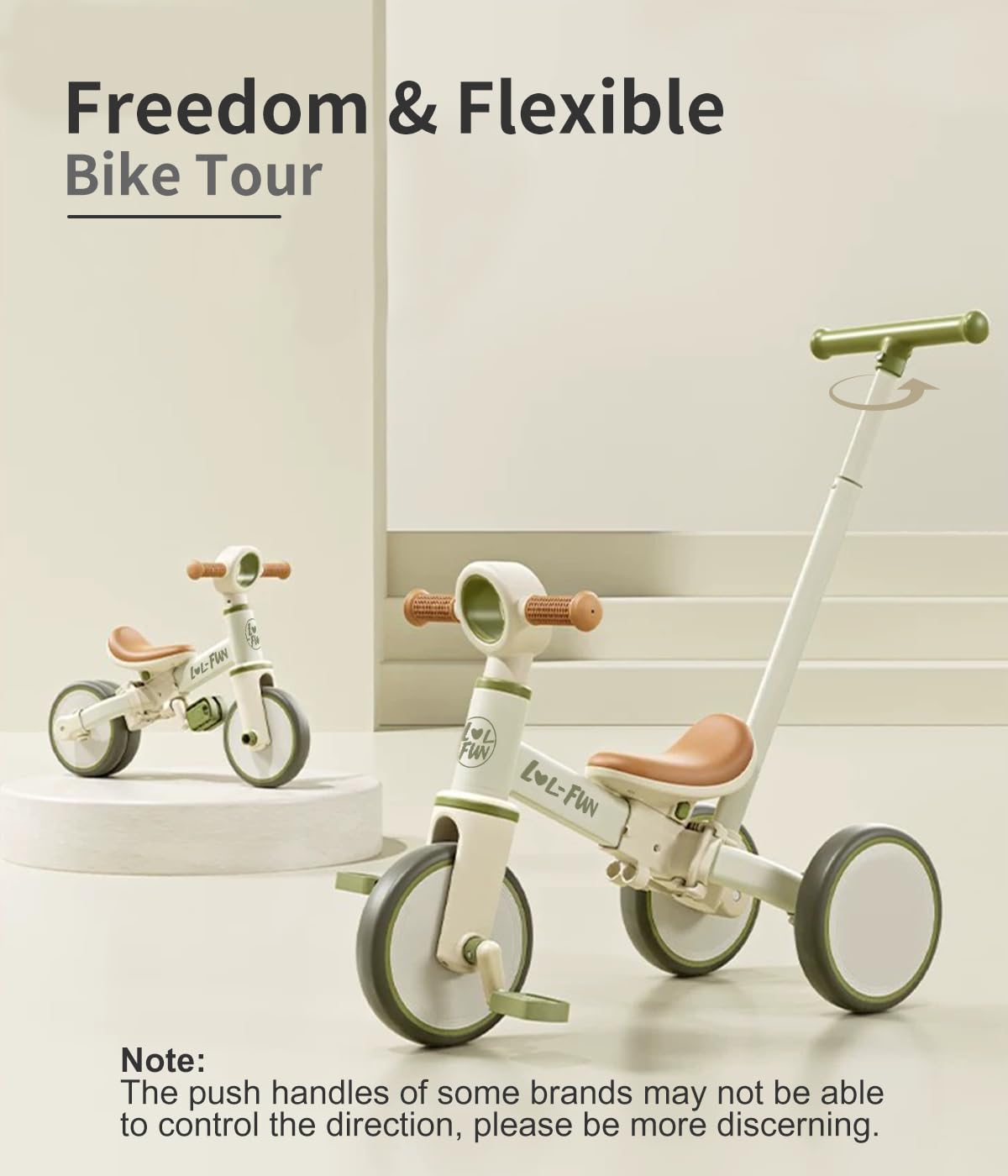 Lol-Fun Tricycle For Toddlers 1-3 Baby Balance Bike 1 2 Year Old Boys Girls Ride On Toy With Parent Steering Push Handle & Removable Pedal
