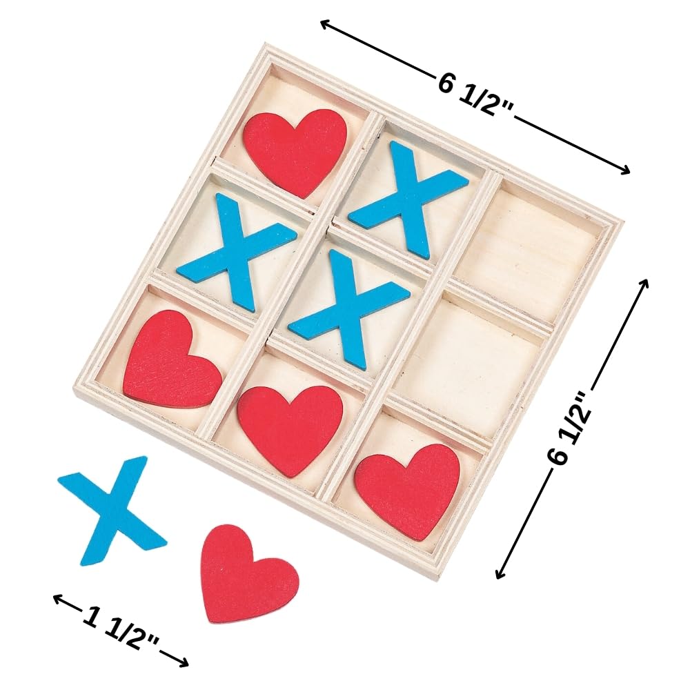 Fun Express Valentine Wooden Tic Tac Toe Game - Toys - 10 Pieces