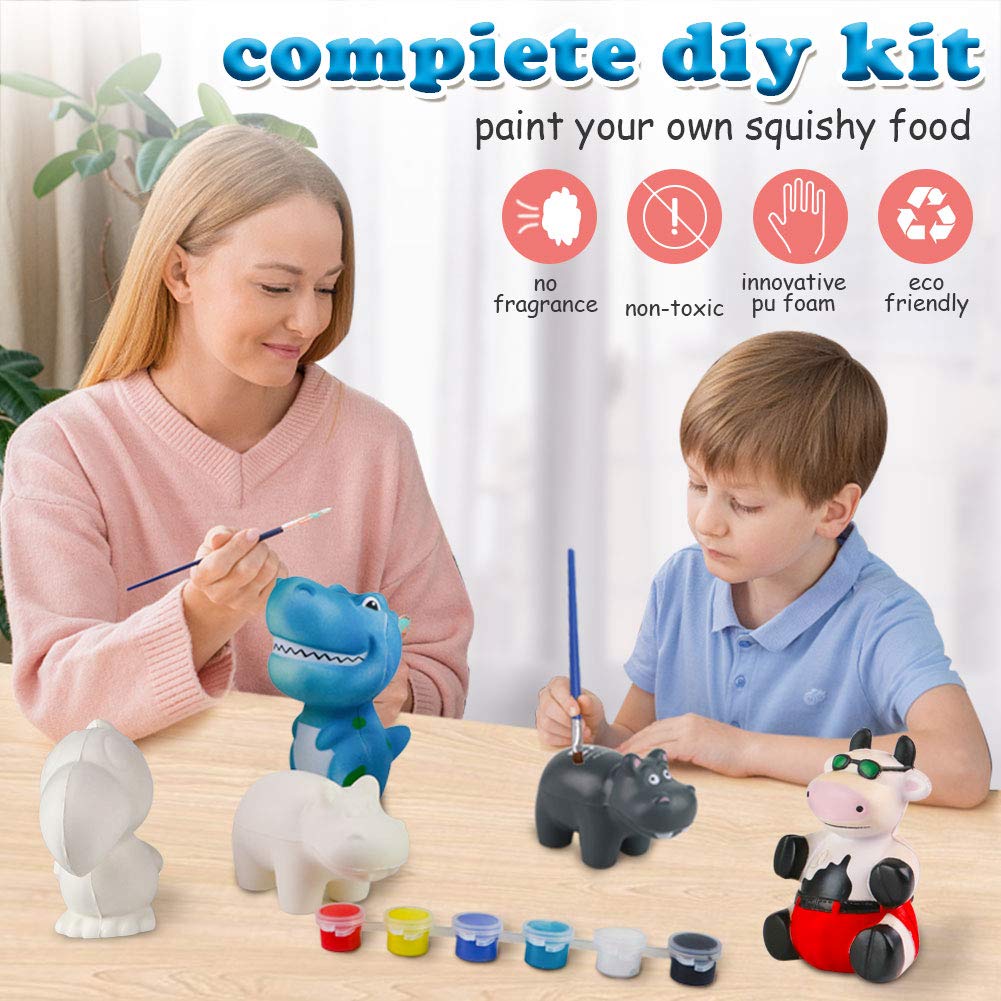 Lovestown Squishies Painting Kit, 6 Pcs Diy Animal Squishies Making Squishies Kit Paint Your Own Squishies For Birthday Gifts