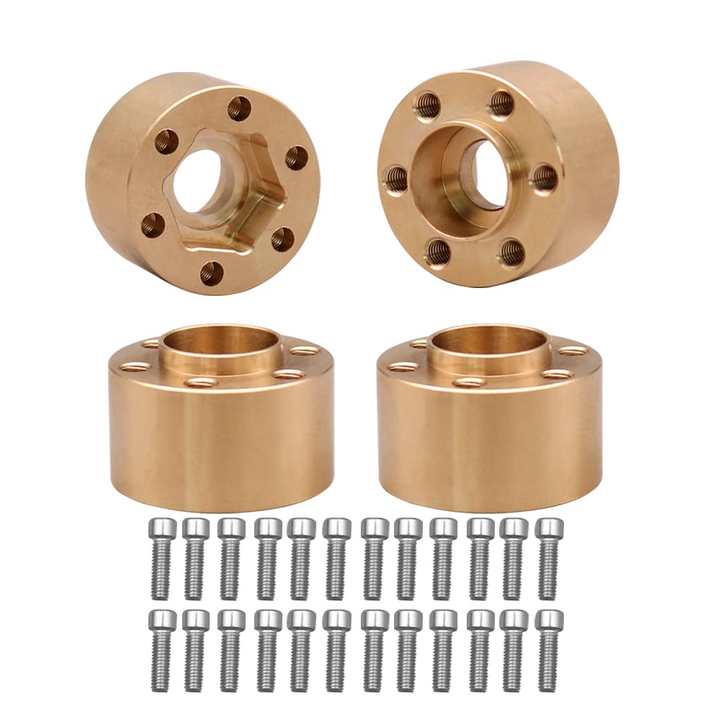 NXUEBDU 4Pcs Brass Weights 1.9 2.2 Inches Beadlock Wheels 12mm Hex Wheel Hub Widen Adapters for SCX10 TRX4 1/10 RC Crawler Upgra