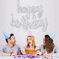 Toniful Silver Happy Birthday Balloons Banner, 16 Inch Mylar Foil Script/Cursive Letters Birthday Sign Banner Balloon Reusable M