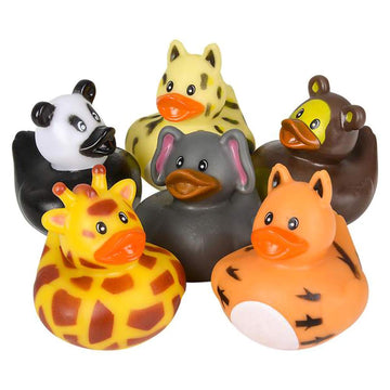 Animal Safari Zoo Rubber Duck Toy Duckies For Kids, Bath Birthday Baby Showers Classroom Summer Beach And Pool Activity Party Fa