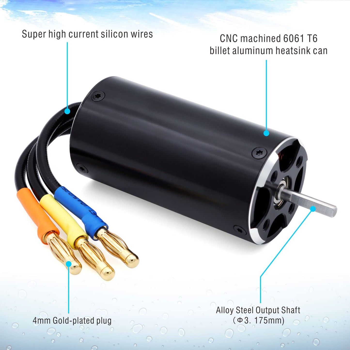 Brushless Rc Boat Motor, Surpass Hobby 2958 6500KV Brushless Motor with Cooling Set Design for RC Boat (6500kv)