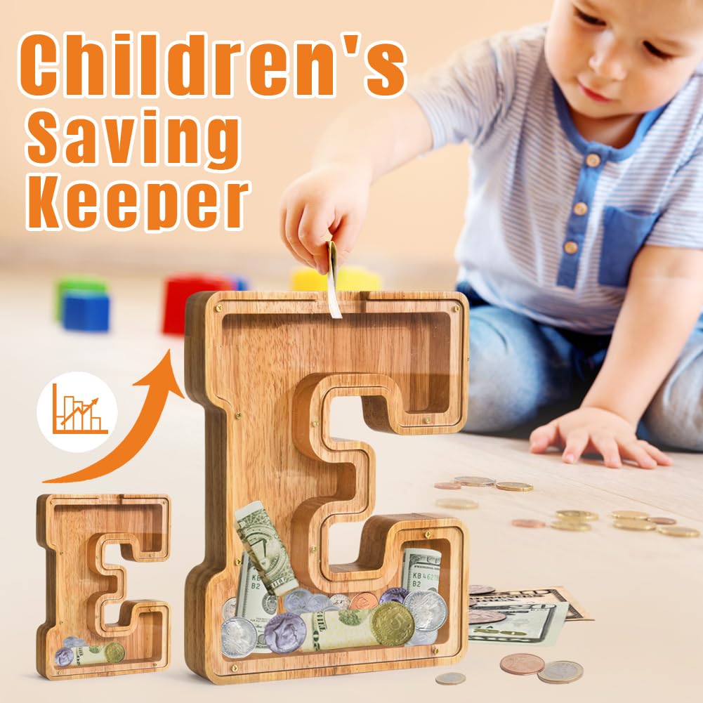 Letter Piggy Bank Primrend Personalized Wooden Money Coin Cash Saving Bank For Boys Girls Kids Toddler Gifts For Birthday|Christ