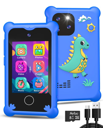 BESTOONE Upgrade Kids Phone Toys for 3 4 5 6 Year Old Girls and Boys, Toddler Emulated Touchscreen Smartphone with No Calls, No 