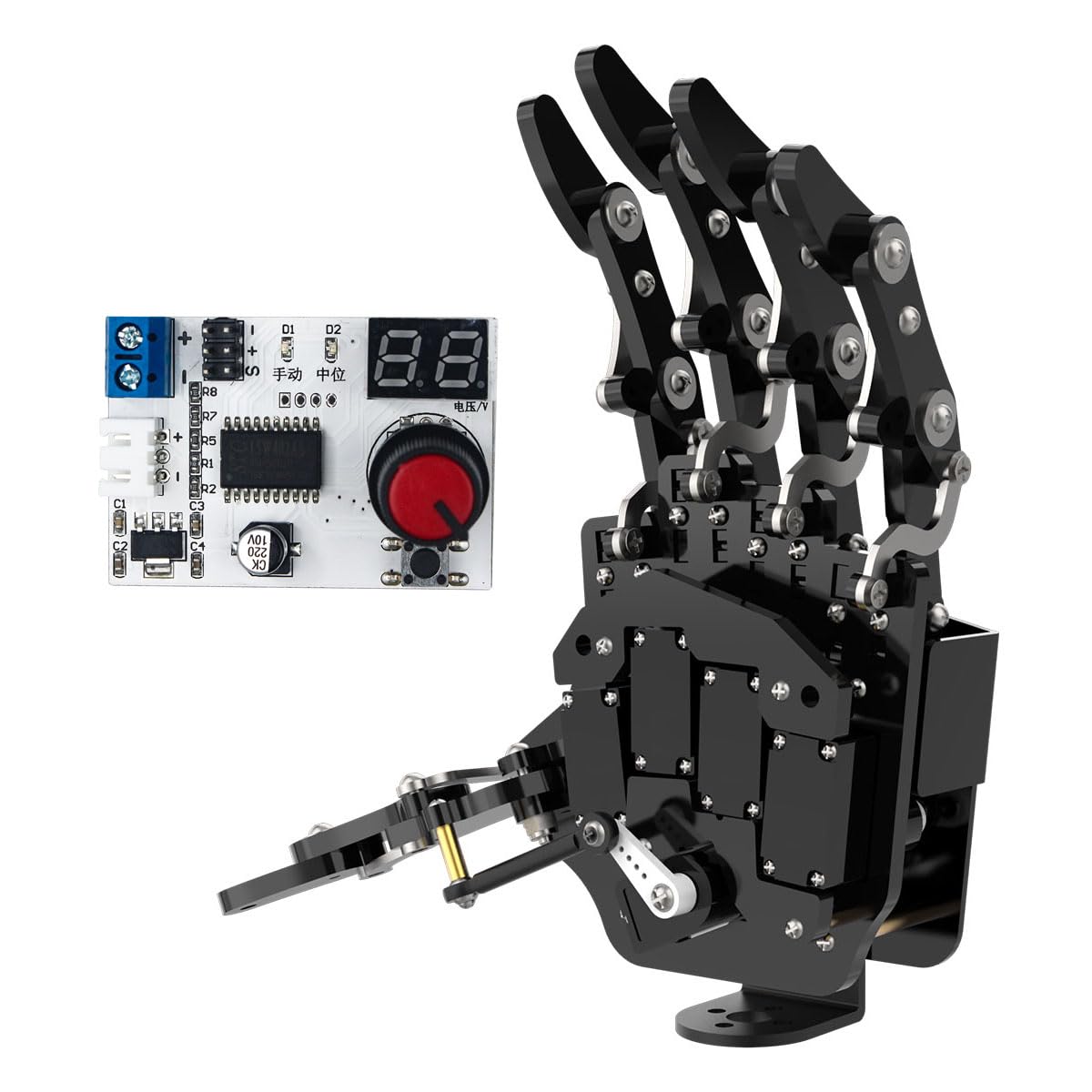 Robot Hand Five Fingers Solely Movement Bionic Robot Mechanical Arm DIY, Left Hand