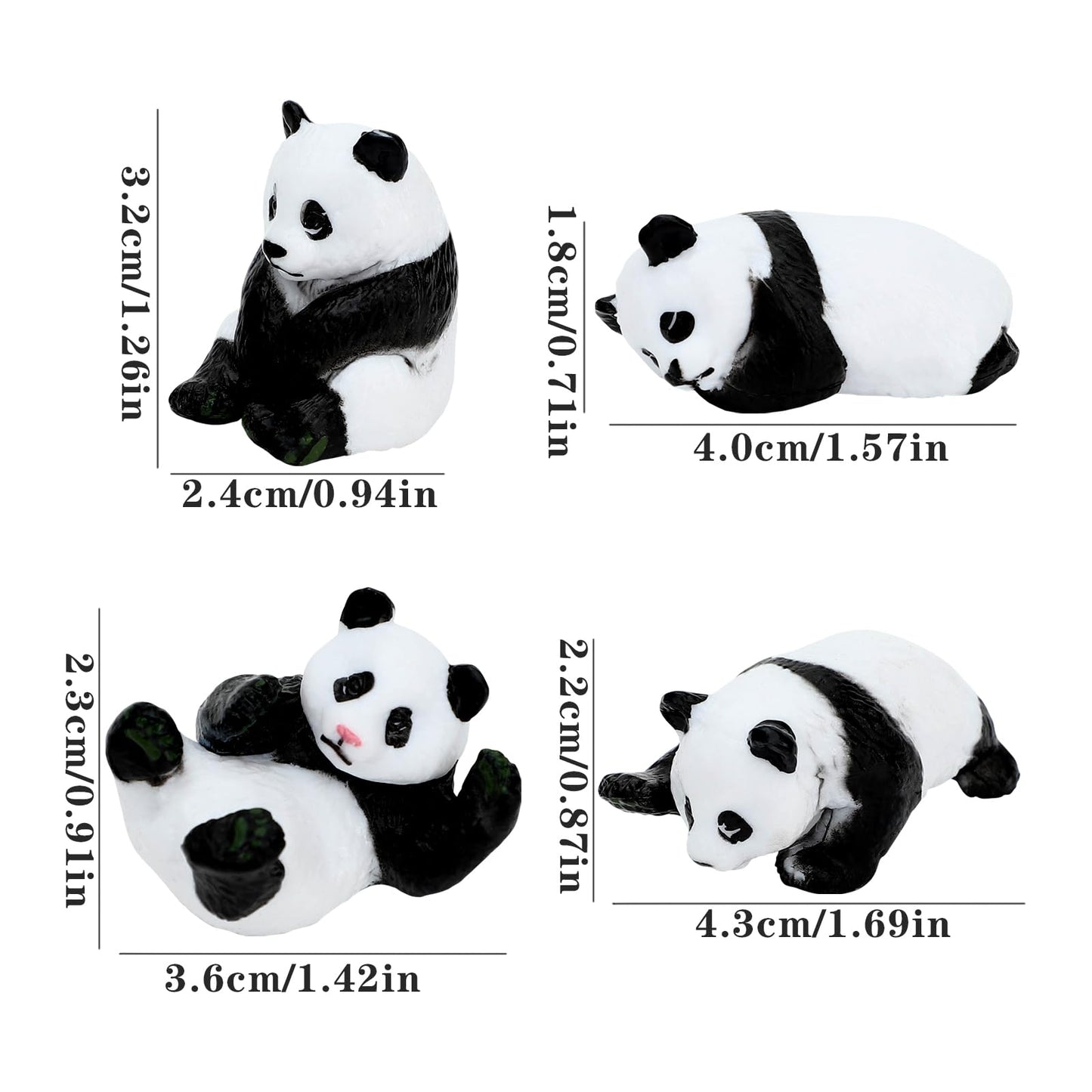 Onest 16 Pieces Mini Panda Figurines Set Miniature Model Pandas Bamboo Toys Pandas Cake Toppers Decoration Small Panda Figures F