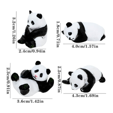 Onest 16 Pieces Mini Panda Figurines Set Miniature Model Pandas Bamboo Toys Pandas Cake Toppers Decoration Small Panda Figures F