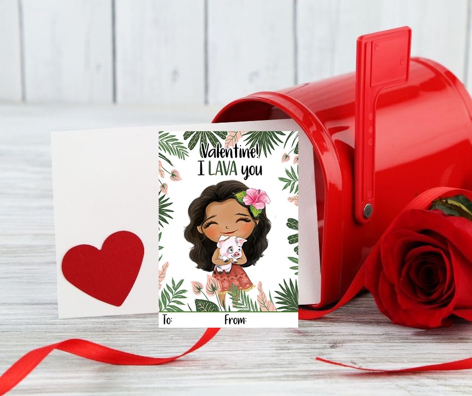 Silly Goose Gifts Ocean Moana Tropical Beach Valentines Day Cards, Set of 24 for Kids, School Classroom Exchange, White
