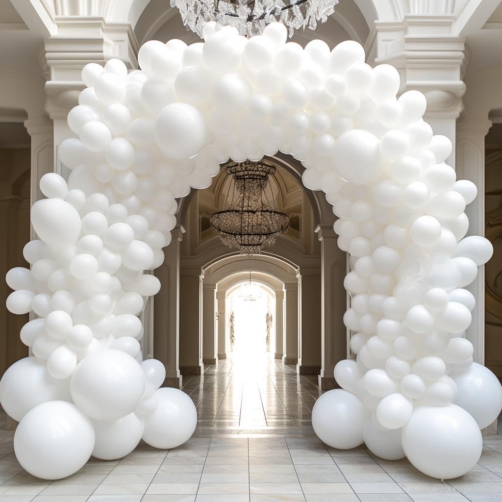 Bezente White Balloons Latex Party Balloons - 150 Pack 5 Inch Matte White Helium Balloons For White Themed Wedding Birthday Baby