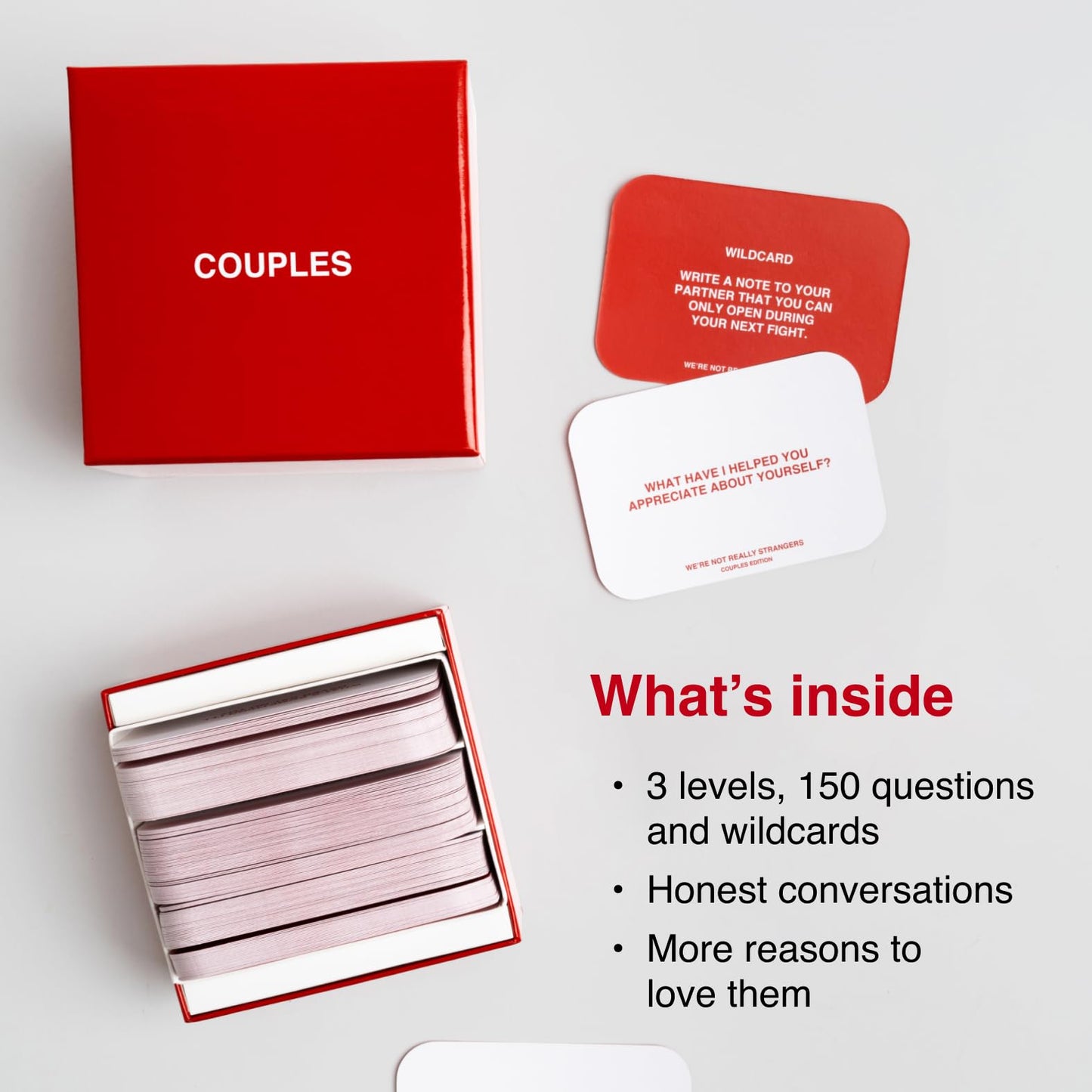 WE'RE NOT REALLY STRANGERS Couples Edition Card Game - 150 Questions, Fun Party Game for Adults, Red, Model WNRS-112