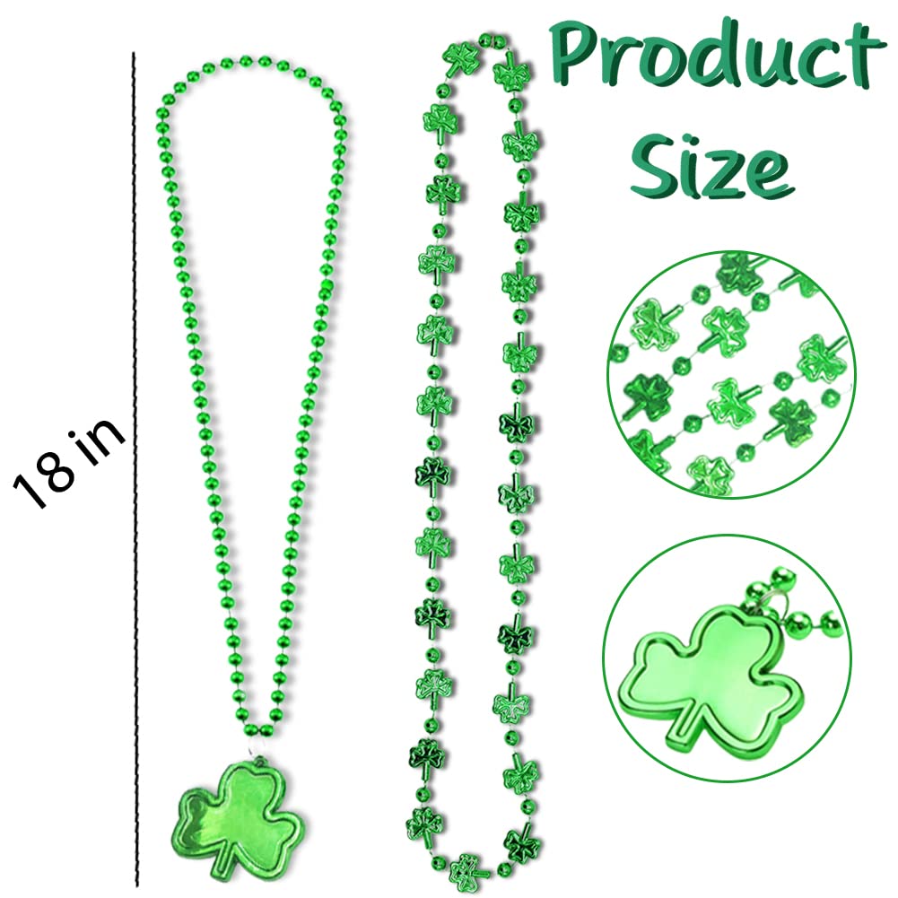 CAMIRUS 20Pcs St. Patrick's Day Shamrock, Irish Clover Green Bead Pendant, St. Patricks Day Metallic Shamrock Beaded for St. Pat