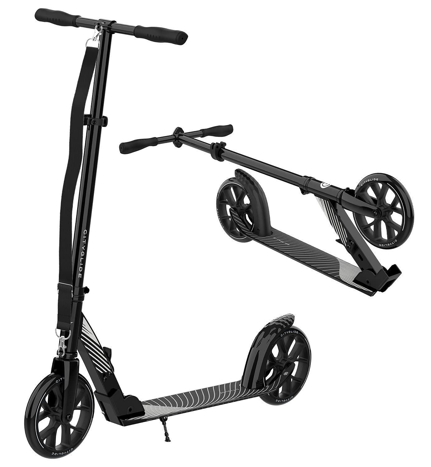 CITYGLIDE C200 Scooter for mature-themeds -Foldable  Lightweight  Adjustable mature-themed Scooter 220lbs Capacity - Kick Scooters for mature-themeds with Carry Strap and Kickstand (Black)