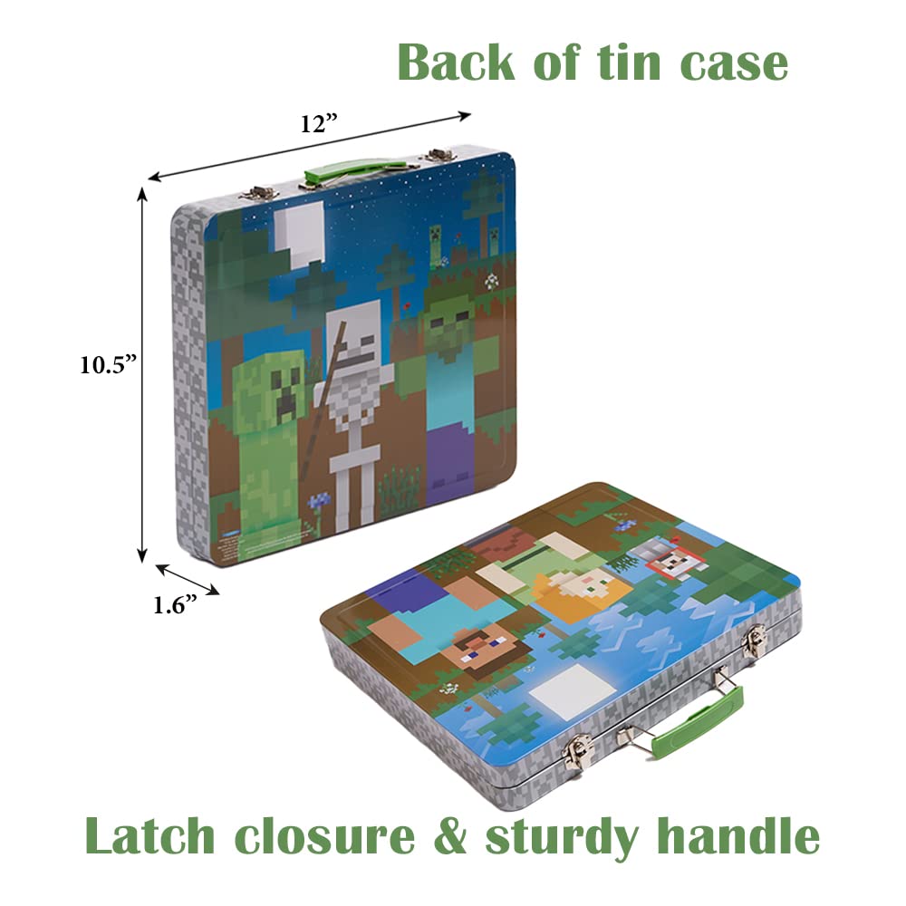 Minecraft Kids Deluxe Activity Set With Carrying Tin, Coloring Sheets, Tattoos, Stickers, & Art Supplies