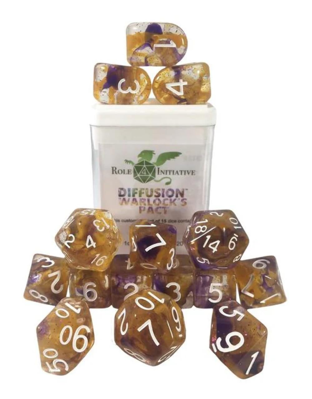 Role 4 Initiative Diffusion Poly Set - Warlock'S Pact W/Class Symbol (15)