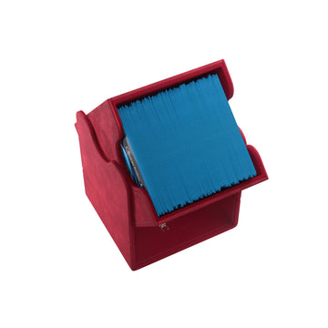 Squire 100+ Xl Convertible Deck Box | Card Storage Box With Removable Cover Clips | Holds 100 Double-Sleeved Cards In Extra Thick Inner Card Sleeves | Red Color | Made By Gamegenic (Ggs20099Ml)