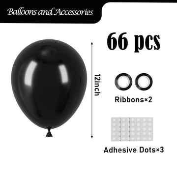 Voircoloria Black Balloons, 66Pack 12Inch Black Latex Party Balloons For Graduation, Wedding, Birthday, New Year, Baby Shower, A