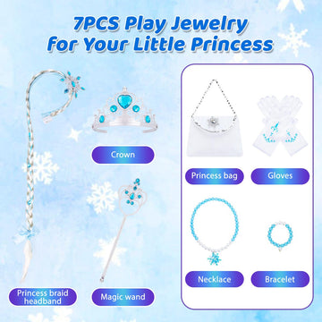 Meland Princess Dress Up For Girls - Light Up Princess Costume For Girls 3-10 Year Old, Gift For 3,4,5,6,7,8,9,10 Year Old(7-8 Years)