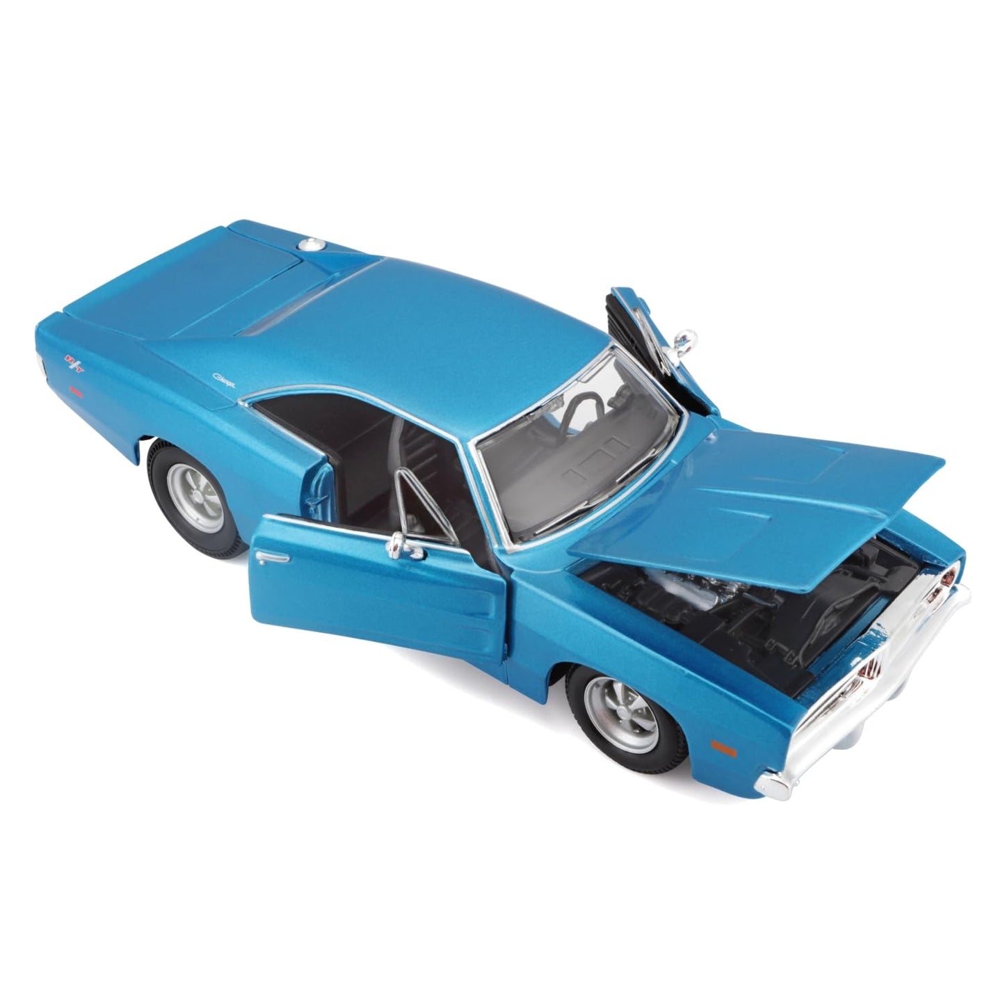 MAISTO 1969 Dodge Charger R/T Diecast Model Car 1:25 Blue Rubber 31256bl