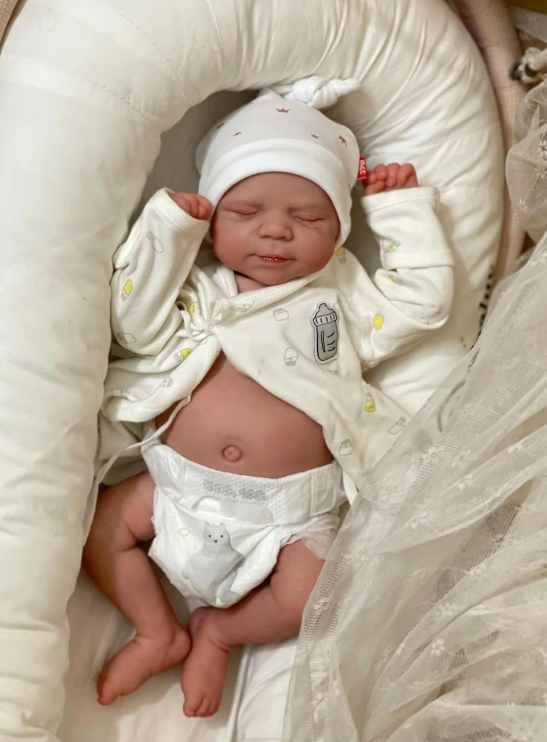 Zero Pam 45 Cm Real Life Reborn Baby Dolls Boy Eyes Closed With Realistic Veins, 18 Inch Lifelike Poseable Anatomically Correct