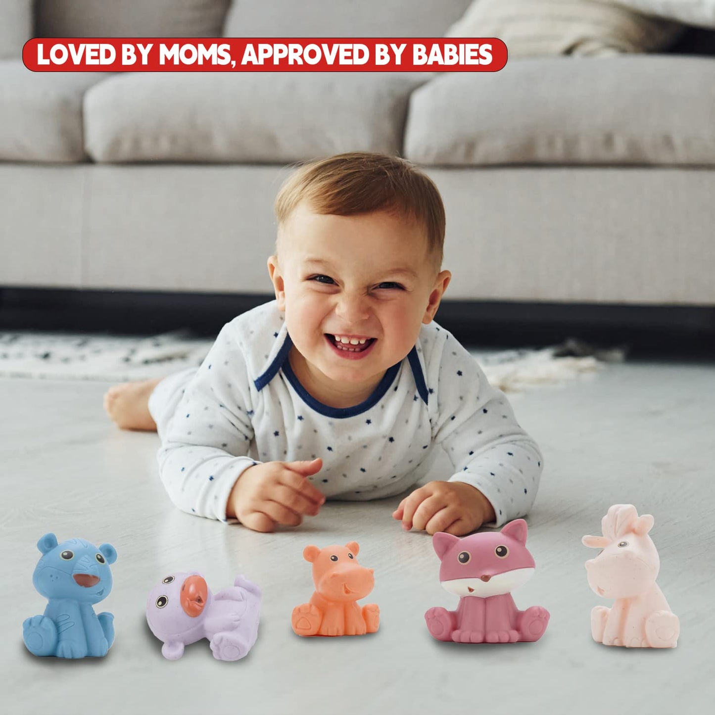 Amchsuri Mold Free Animal Baby Bath Toys For Infants 6 - 12 Months 9 Pack No Hole Bathtub Toys Eco-Friendly Non Toxic Bathtub Float Toy For Water Play Kids