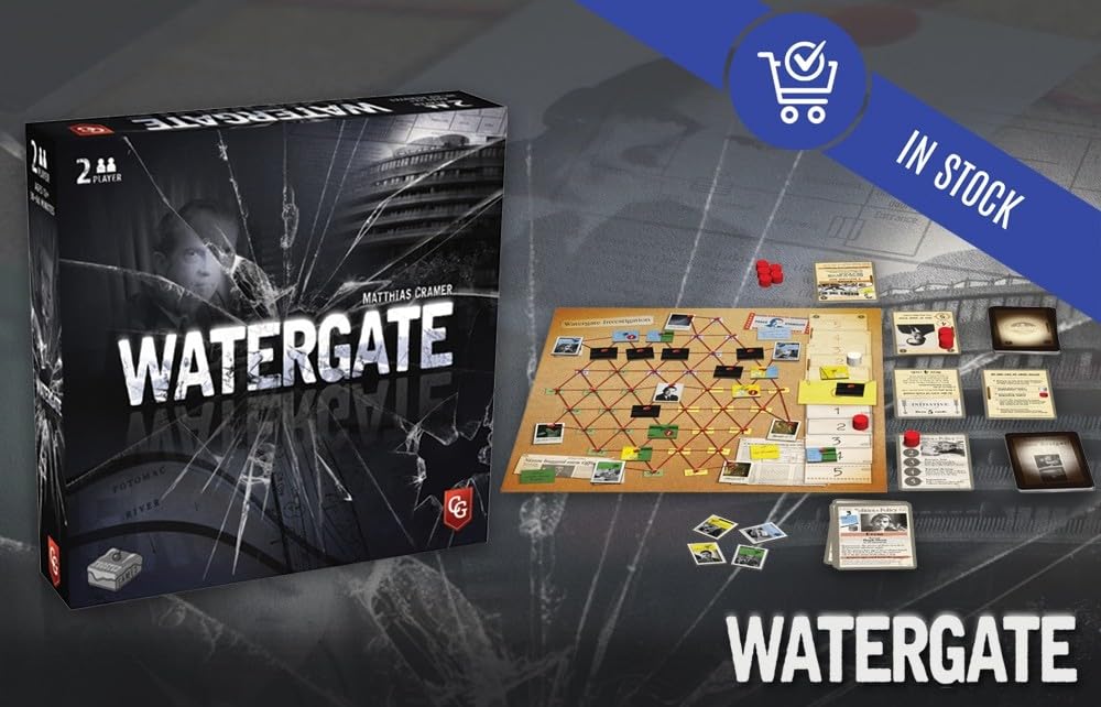 Capstone Games Watergate Strategy Board Game, 2-Player, Ages 12+, 30-60 Min Playtime, White, Model CSGFG1001