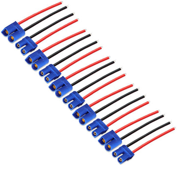 ZHOFONET 5 Pairs EC3 Male Female Banana Connector with 14AWG Silicone Wire 10cm RC Hobby Lipo Battery(Pack of 5)