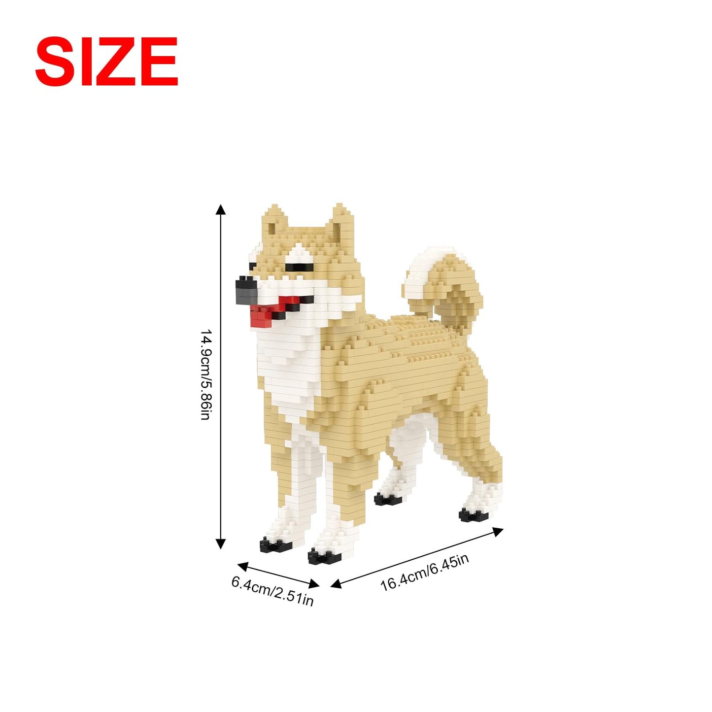 Larcele Micro Dog Building Blocks Mini Pet Building Toy Bricks, 814 Pieces Kljm-02(Female Shiba Inu)